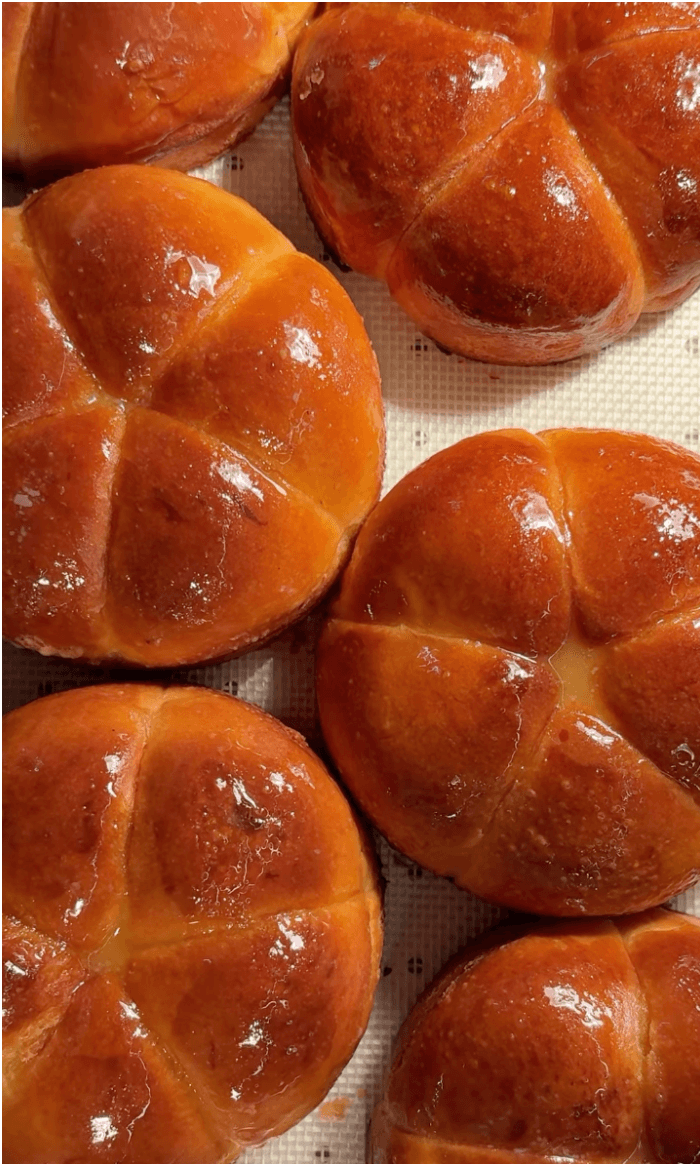 Golden brown bread rolls